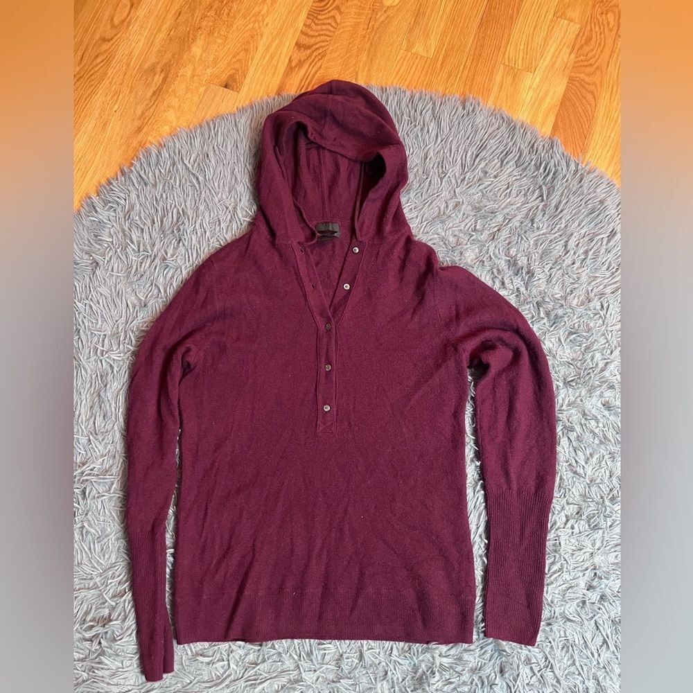 J.Crew Collection  Maroon 100% Italian Cashmere Hoodie Size M